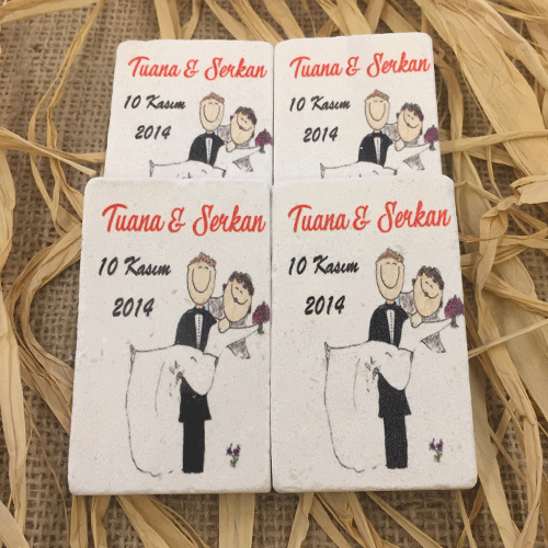 Doğal Taş Baskı Magnet Söz,Nişan,Kına,Nikah Kınahediyelik