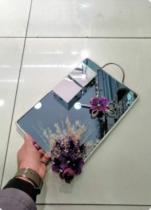 Süslü Siyah aynalı metal damat / tepsi set