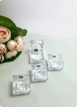 12 li  Menteşeli Mika Kristal Kutu süssüz  (Söz,Nisan,Kına,Nikah,Bebek Şekeri için )