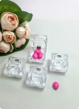 12 li  Menteşeli Mika Kristal Kutu süssüz  (Söz,Nisan,Kına,Nikah,Bebek Şekeri için )