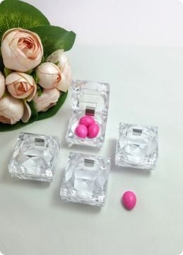 12 li  Menteşeli Mika Kristal Kutu süssüz  (Söz,Nisan,Kına,Nikah,Bebek Şekeri için )