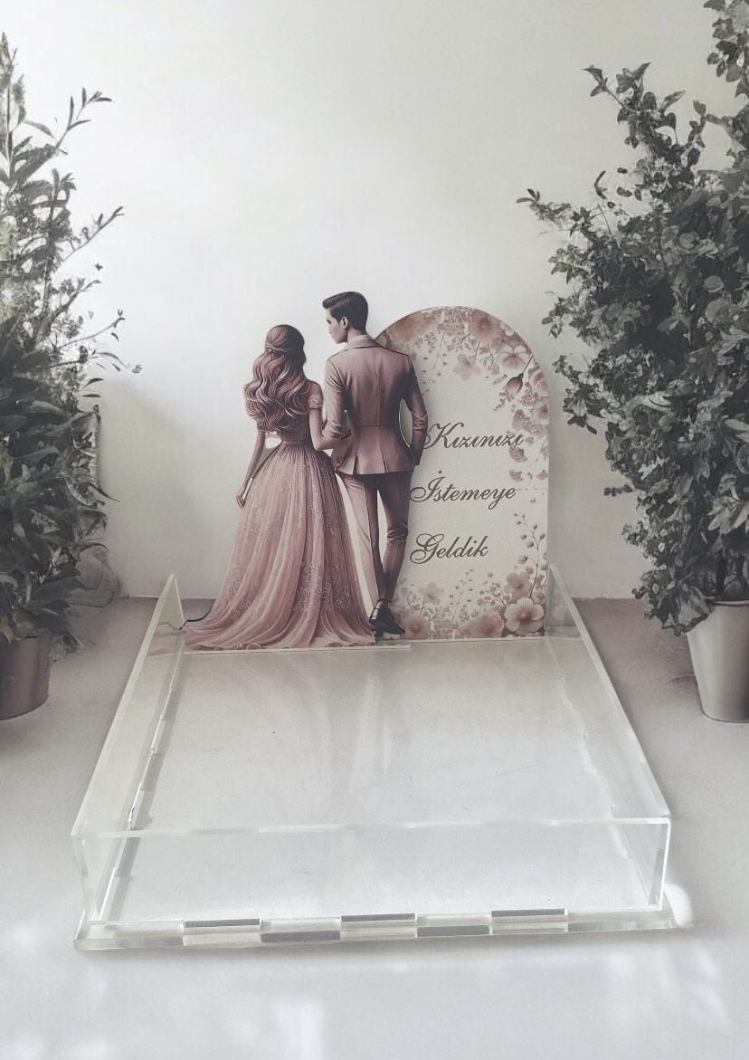 Kız isteme görselli Pleksi çikolata kutusu