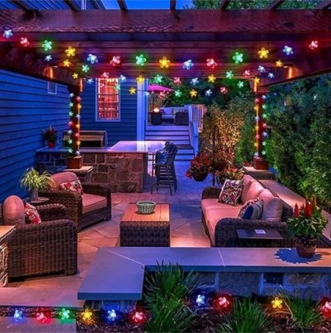 Solar 5 mt 50 Led Papatya RGB 8 Fonksiyonlu