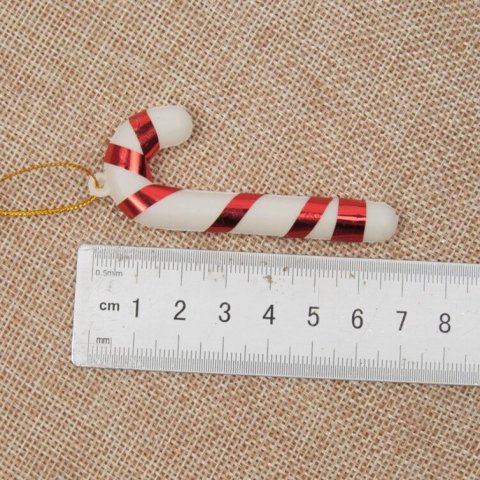 6 lı 7 cm Baston Ağaç Süsü Kırmızı