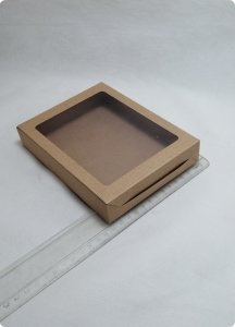 13x17x3 cm Pencereli Kraft Karton Asetat Kutu 20 li