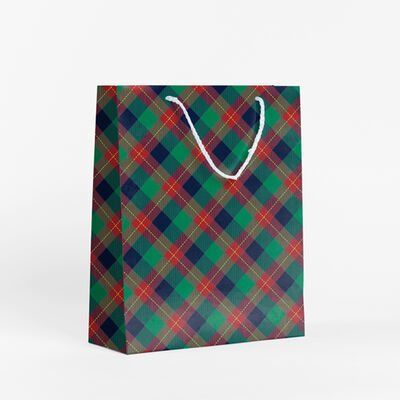 10 Lu 25x30 cm Ekose Desenli Karton Çanta