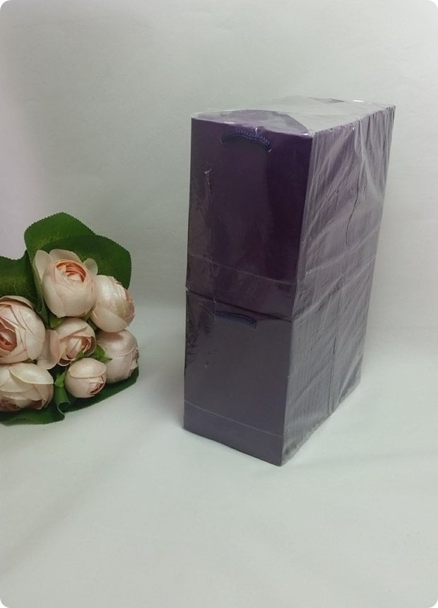 50 Li Mor Mini Karton Çanta 11x11 Cm