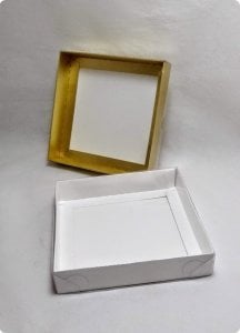 15x15x3 Cm Altı Karton, Üstü Asetat/Şeffaf Kapaklı Kare Kutu 25 li