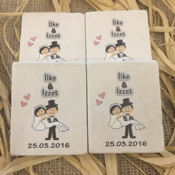 Doğal Taş Baskı Magnet Söz,Nişan,Kına,Nikah Kınahediyelik