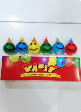 6 lı Gülen Yüz Pasta Mumları