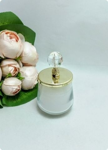 24 Lü Ton Ton Cam Şekerlik Mumluk Bardak (Metalize Kaplama Pvc Kristal Tepelikli İçi Mumlu )