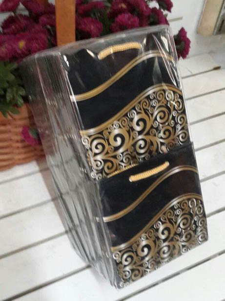 50 Li  ( Siyah Altın ) Toptan Hediyelik Karton Çanta 11x11 Cm