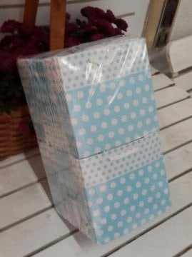 50 Li Mavi'de Puantiyeli Toptan Hediyelik Karton Çanta 11x11 Cm