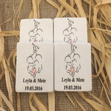 Aşk Figürlü Doğal Taş Baskı Magnet