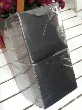 50 Li Siyah Toptan Hediyelik Karton Çanta 11x11 Cm