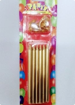 12 li Uzun Mum; Doğum Günü Pasta Mumları