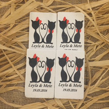 Kedi Figürlü Doğal Taş Baskı Magnet