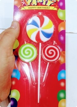 3 Lü Çubuklu Lolipop Doğum Günü Pasta Mumları