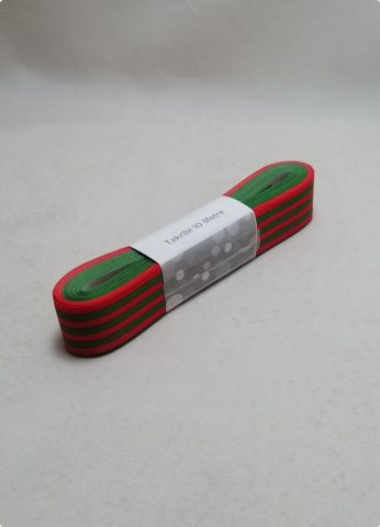 2 Cm Yeşil Kırmızı İnce Çizgili Yılbaşı Kurdela 10 Mt.