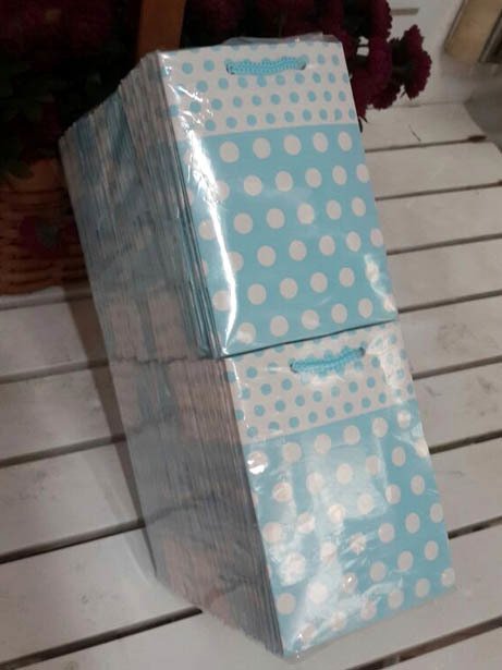 50 Li 8 x 11 Cm Mavi'de puantiyeli Körüklü Karton Çanta
