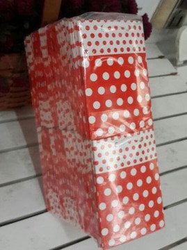 50 Li Kırmızı Körüklü Karton Poşet 8 x 11 Cm
