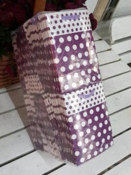 50 Li Mor Puantiyeli Mini Karton Çanta 8 x 11 Cm