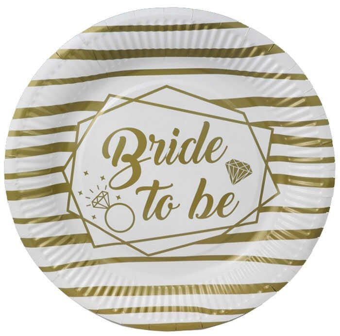 8 Lİ BRIDE TO BE YALDIZLI KARTON TABAK ALTIN