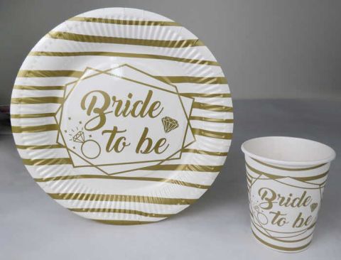 8 Lİ BRIDE TO BE YALDIZLI KARTON BARDAK ALTIN 8 OZ