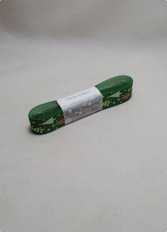 2 Cm Yeşil Zemin Çam Ağaçlı Yılbaşı Kurdela 10 Mt.
