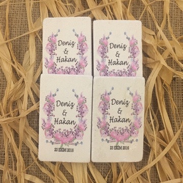 Pembe Çiçekli Doğal Taş Magnet