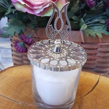 12 Li Büyük Boy Metal Lale Tepeli Cam Bardak Mum Nikah şekeri