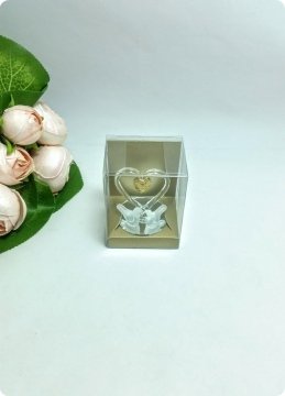 Cam Kuşlu Kalp (Altın Asetat Kutulu)