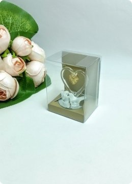 Cam Kuşlu Kalp (Altın Asetat Kutulu)