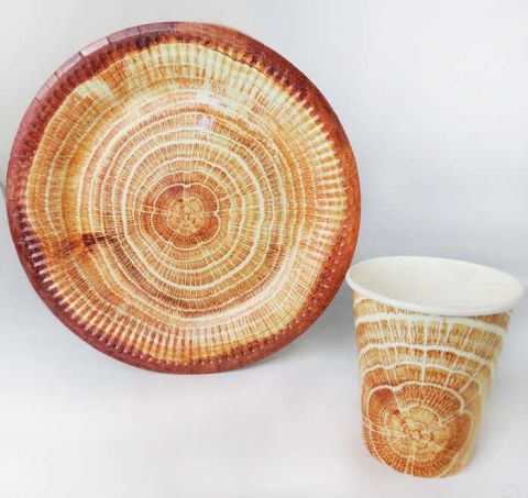 8 Lİ KARTON TABAK AĞAÇ KÜTÜK GÖRÜNÜMLÜ 23 CM