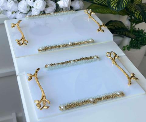 Kumlu dikdörtgen CAM tepsi seti