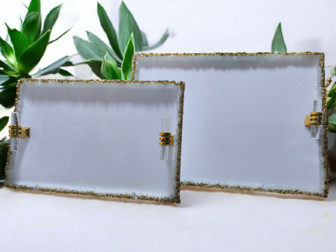 Kumlu dikdörtgen PLEKSİ tepsi seti