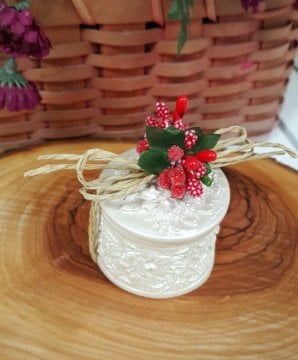 Süslü ,  Çiçekli Polyester Kutu Nikah Şekeri 1 Ad./Paket