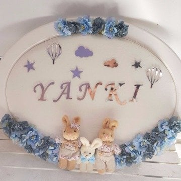 Süslü; Bebek Odası Oval Kadifeli Kapı Süsü
