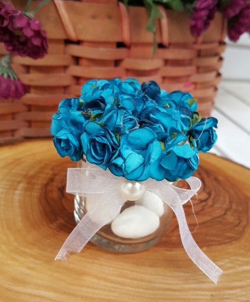 Süslü , 40 cc Çiçek  Kapaklı Kavanoz 1 Ad./Paket