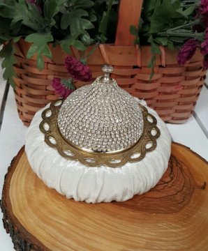 Süslü , Kadife Simit Altlıklı Savarozki Taşlı Büyük Lolumluk 1 Ad./Paket