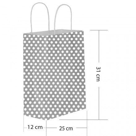 25 Li 25x31 cm Büküm saplı Kağıt Çanta-Poşet Gümüş Puanlı
