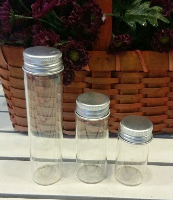 1 Paket Tüp Cam Şişe Aluminyum Çevir Kapak Gümüş 6-8-12 cm