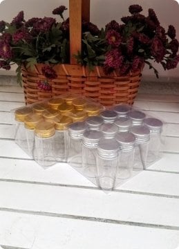 1 Paket Tüp Cam Şişe Aluminyum Çevir Kapak Altın  6-8-12 cm