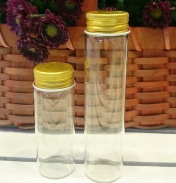1 Paket Tüp Cam Şişe Aluminyum Çevir Kapak Altın  6-8-12 cm
