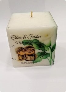 8x8x8 cm Küp mum (Kişiye Özel Baskılı)