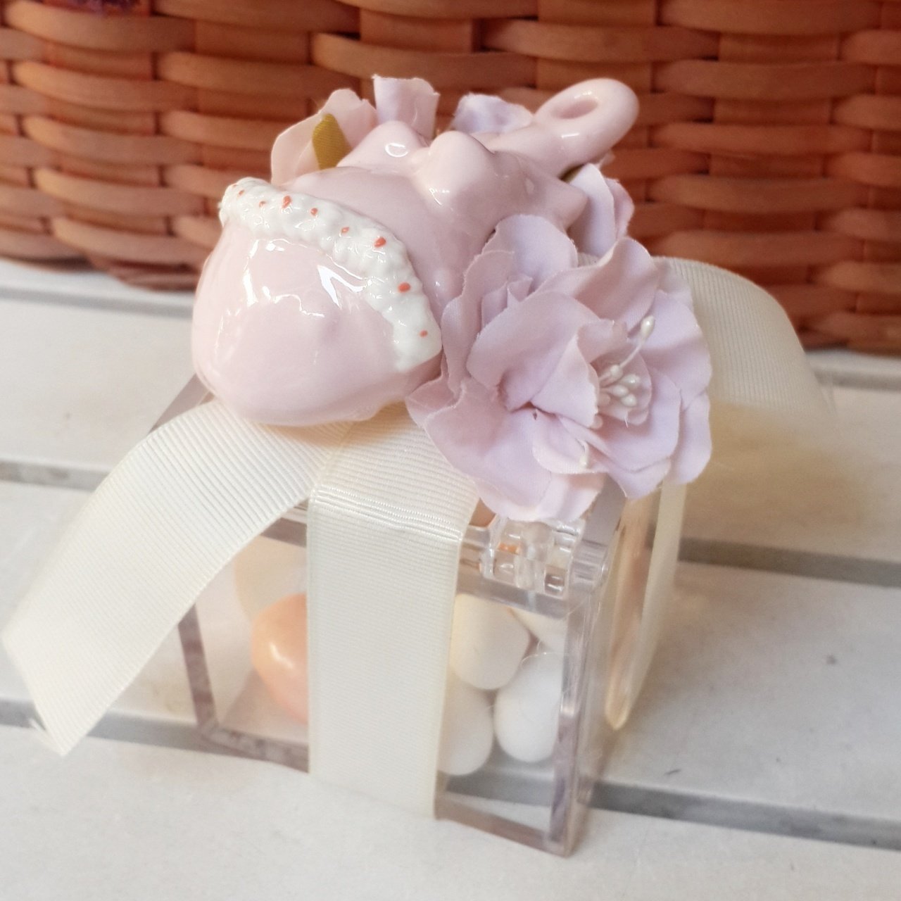 polyester Çıngıraklı Mika Pleksi Kutulu Bebek Şekeri