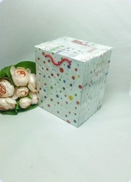 50 Li Karışık Puantiyeli Toptan Hediyelik Karton Çanta / Poşet 11x11 Cm
