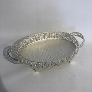 Çiçek Desenli Oval Metal tepsi