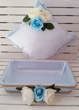 2 li set güllü (Sepet + Takı yastığı)