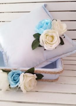 2 li set güllü (Sepet + Takı yastığı)